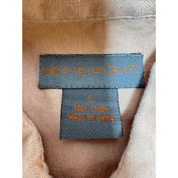 Sette Ponte Shirt Linen Button Front Short Sleeve Shirt Copper Color Beach - Picture 3 of 8